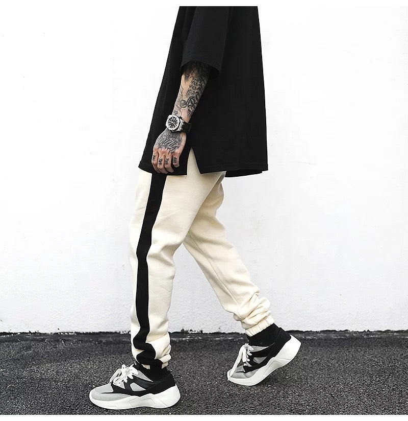Cream with black stripe sweat pants