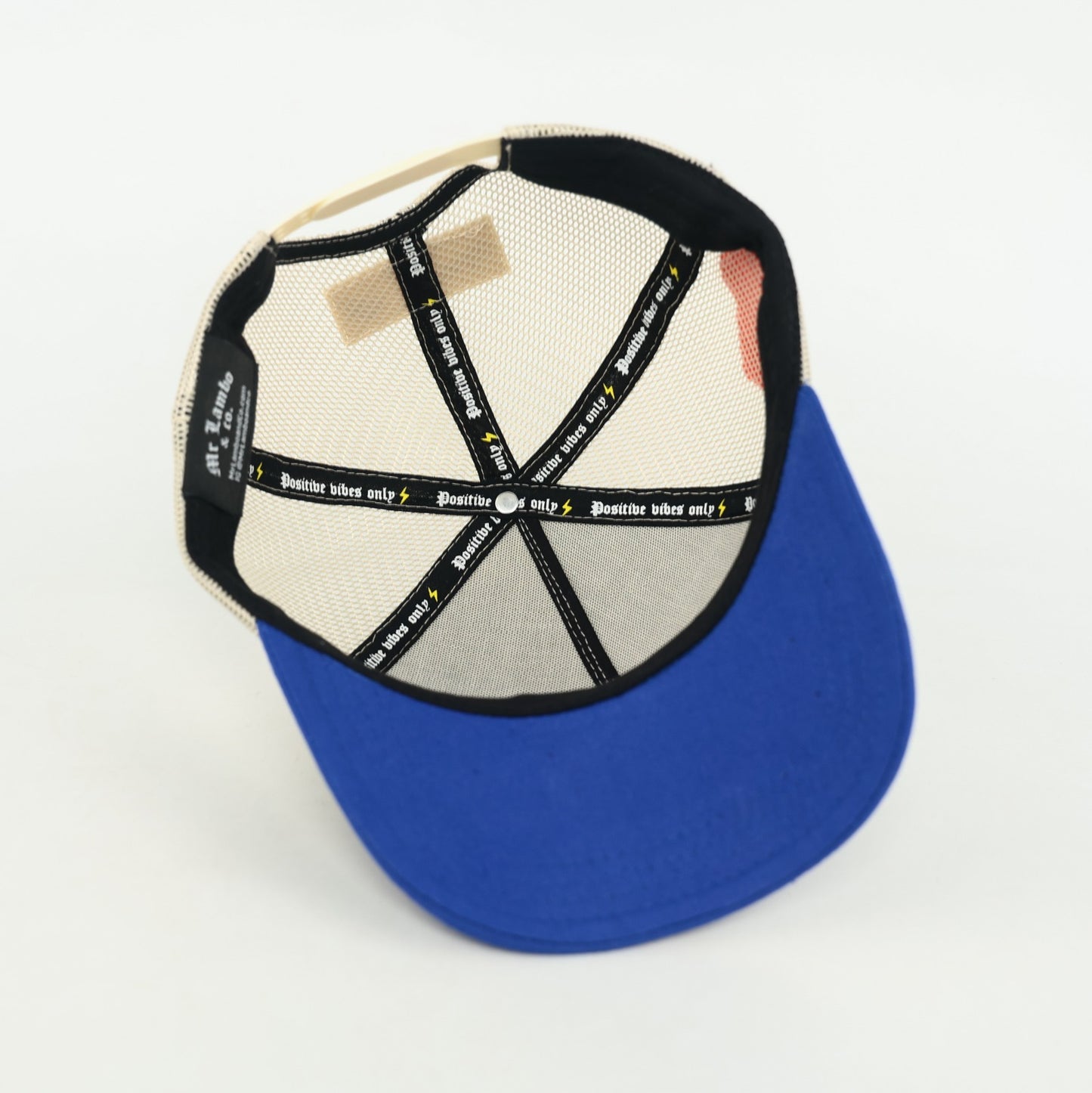 Mr Lambo & co. Offwhite/Orange/Blue trucker cap