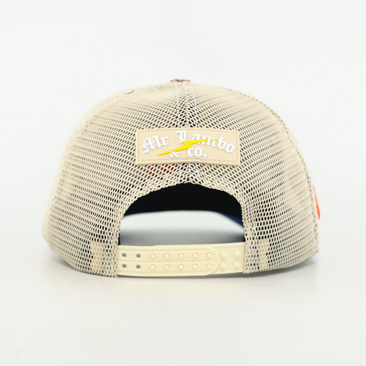 Mr Lambo & co. Offwhite/Orange/Blue trucker cap