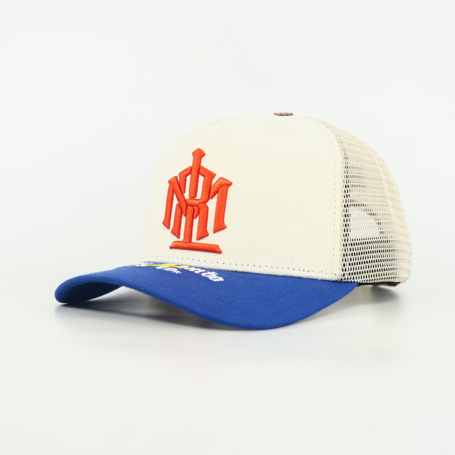 Mr Lambo & co. Offwhite/Orange/Blue trucker cap