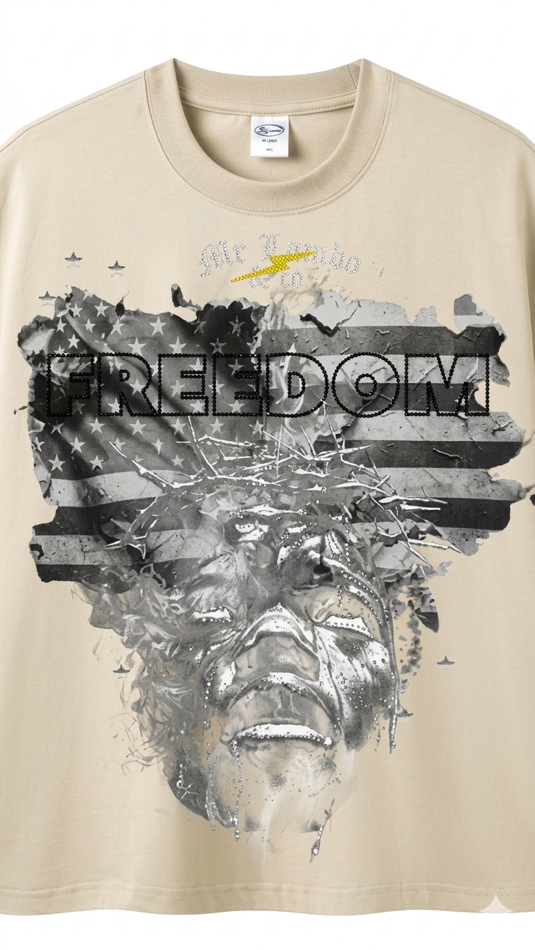 Freedom x Liberty Cropped Rhinestone 💎Tee  (New Arrival)